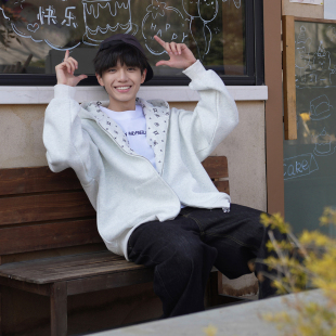 印花情侣潮 美式 GOGOSOON宽松卫衣男新款 2026春秋连帽外套拉链开衫