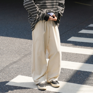 春秋垂感舒适纯色直筒宽松青少年长裤 GOGOSOON休闲裤 男300g新款