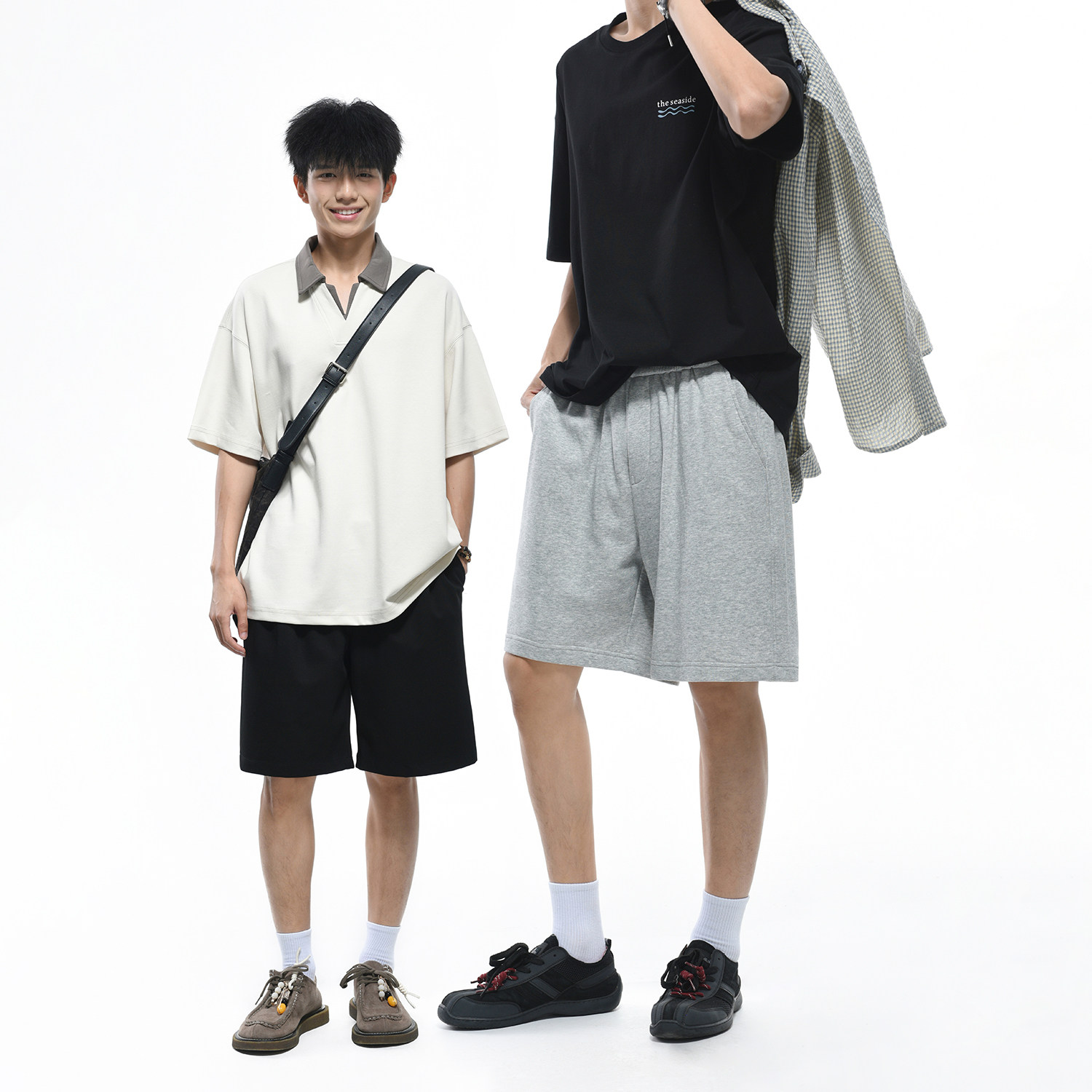GOGOSOON 新铂尔棉340g 重磅针织休闲短裤男夏外穿宽松卫裤五分裤图片