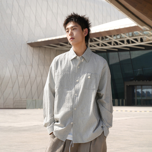 春秋复古休闲内搭衬衣宽松上衣潮 男2025新款 GOGOSOON格子长袖 衬衫