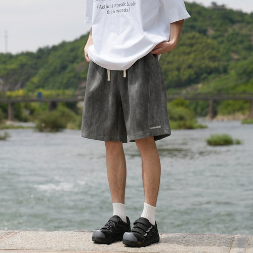 【空气层麂皮绒340g重磅】GOGOSOON男装高密刺绣脏脏短裤夏五分Q - 封面