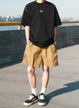 GOGOSOON夏季新款宽松短裤75g男生系带运动潮流直筒百搭休闲裤子Q