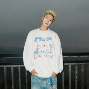 卡通印花加绒卫衣圆领潮 460g重磅秋冬新款 陈奕恒同款 GOGOSOON男装