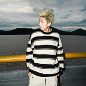 GOGOSOON黑白条纹毛衣男700g新款 2025秋冬内搭青少年慵懒线衣Q