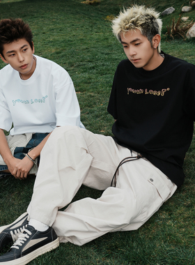 GOGOSOON夏季新款短袖T恤300g男生全棉圆领宽松百搭潮流半袖上衣Q