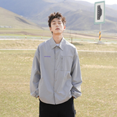 GOGOSOON外套男2025新款 春秋美式 青少年夹克翻领宽松休闲百搭潮Q