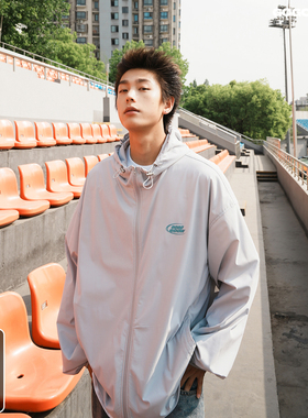 GOGOSOON时尚防晒衣男新款夏季160g连帽宽松UPF50+字母印花外套Q