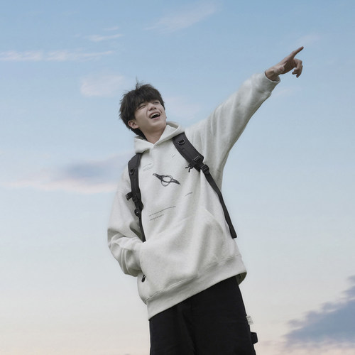 张桂源同款GOGOSOON卫衣男新款2026春秋美式连帽情侣带帽青少年潮