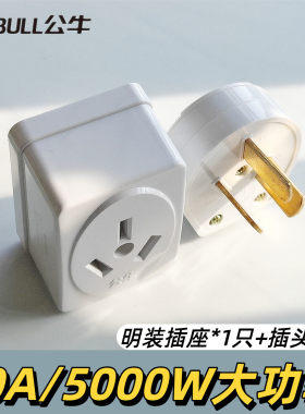 公牛20A明插座插座+20A插头发1套