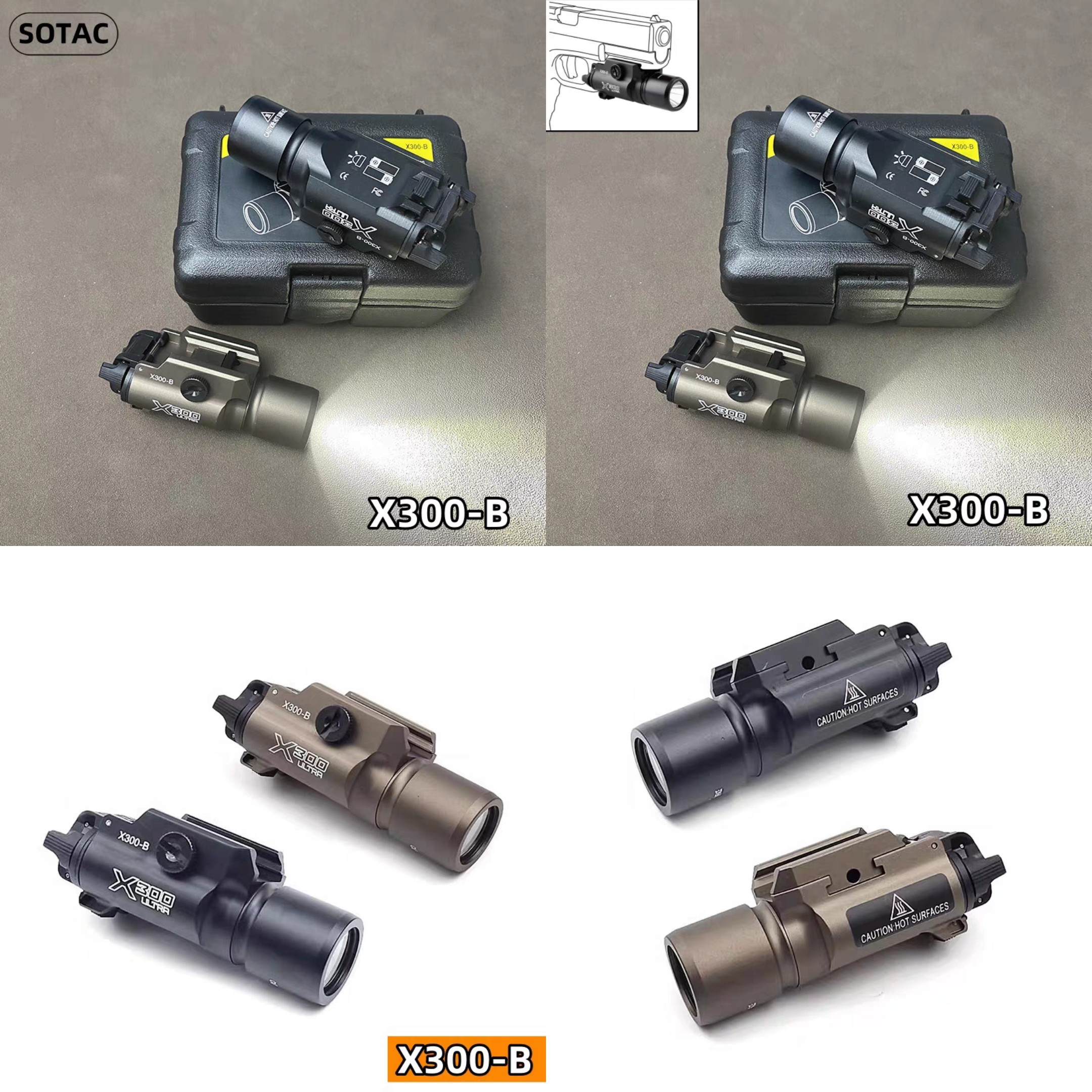 Sotac X300-B 金属户外强光手电筒下挂20mm导轨照明玩具模型配件