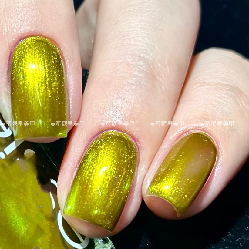 SLP539绿野金龟子/Twomoons水性可撕拉指甲油金属绸缎绿色猫眼绿