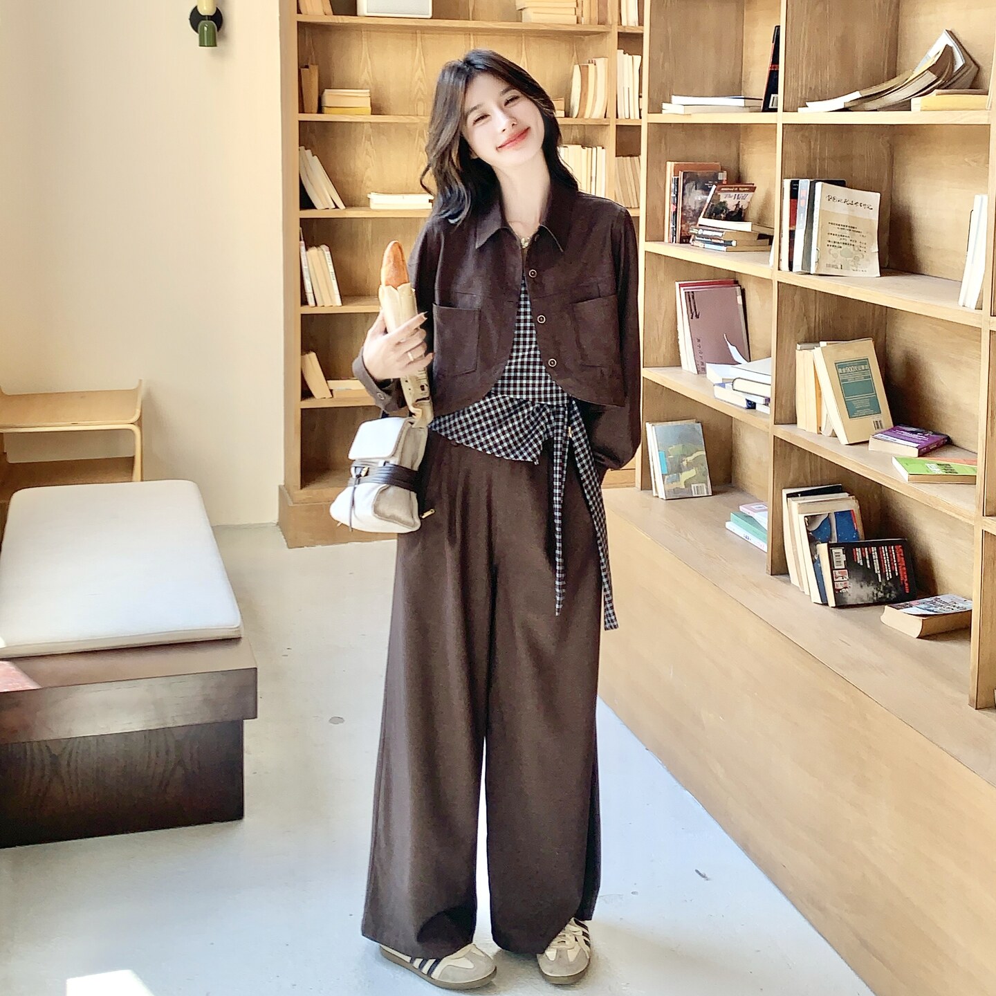 【新款】已备现货！老钱风格子牛仔三件套059-8622-P170-K238,女装套装/套裙,西子