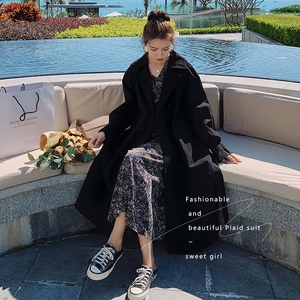 【现货】2021秋风衣定制格纹拼接风衣096-F07-P140控198图片