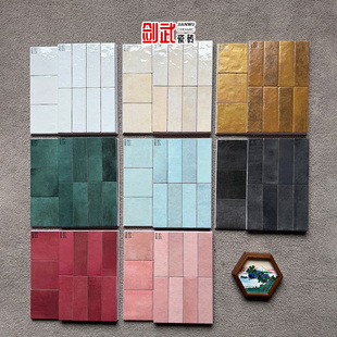 西班牙进口瓷砖 法式金色复古渐变珍珠釉面砖手工砖小方砖长条砖