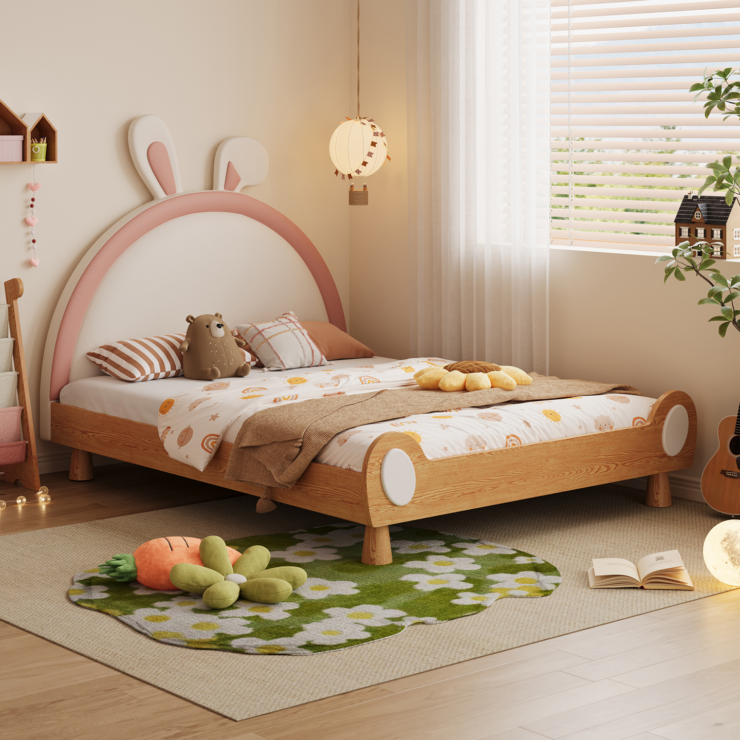 兔子床原木风女孩公主床