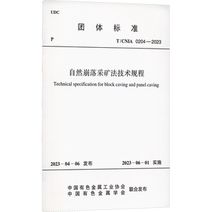 自然崩落采矿法技术规程 T/CNIA 0204-2023 正版书籍 新华书店旗舰店文轩官网 中国计划出版社
