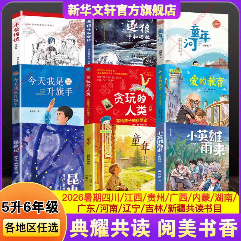 四川典耀共读暑假五升六年级必读课外书阅美黔贵草原书湘中华八桂粤韵江西童年小英雄雨来爱的教育贪玩的人类昆虫记今天我是升旗手