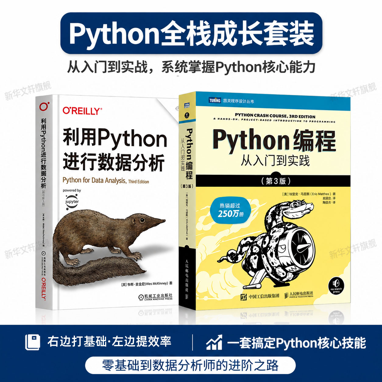 【2册】利用Python进行数据分析 原书第3版+Python编程从入门到实践第3版 基础教程编程入门零基础自学书 Python3程序设计正版书籍