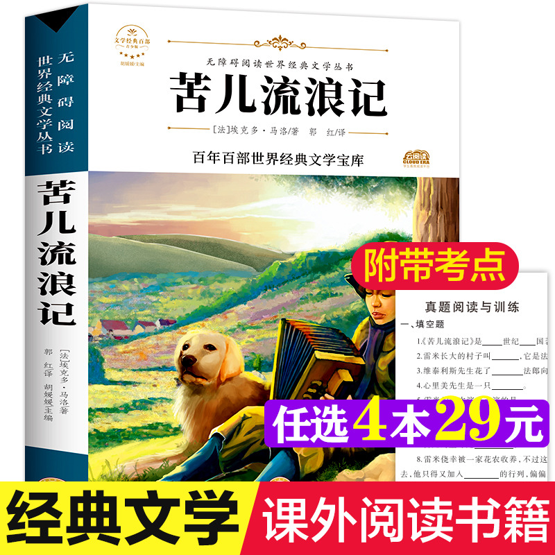 苦儿流浪记 原著正版完整版百年百部世界经典文学宝库无障碍阅读儿童文学名家名著必三四五六年级中小学生课外推荐阅读寒暑假书目
