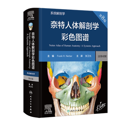 奈特人体解剖学彩色图谱第8版 汉英对照 神经系统肌肉骨骼生理学基础肌动学书籍临床基础教材法医解刨解剖图谱正版 人民卫生出版社