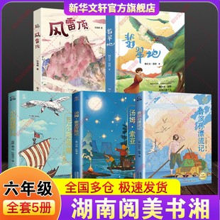 湖南阅美书湘六年级下册寒假必读共读书小学生课外阅读书籍鲁滨孙漂流记尼尔斯骑鹅旅行记汤姆索亚历险记名作精编版风雷顶翡翠地逊