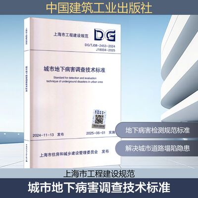 城市地下病害调查技术标准 DG/TJ 08-2453-2024 J18004-2025 正版书籍 新华书店旗舰店文轩官网 中国建筑工业出版社