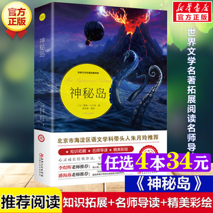 世界文學(xué)名著拓展閱讀名師導(dǎo)讀版 必小學(xué)生三四五六年級(jí)課外書(shū)籍推薦 儒勒凡爾納著正版 閱讀兒童文學(xué)故事讀物正版 原著完整版 神秘島