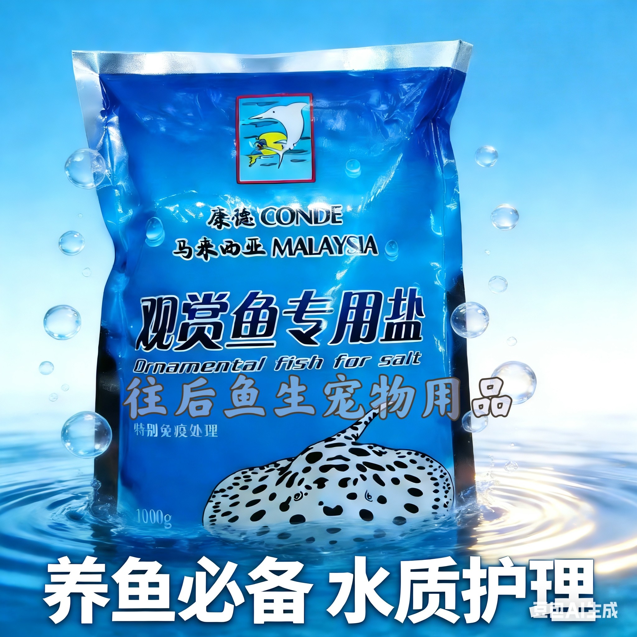 观赏鱼专用杀菌盐净水消毒抗菌防治感染病无碘二斤装热带冷水通用