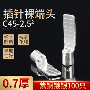 2.5片型插片形DZ47空开紫铜插针铜鼻子冷压接线端子焊接100只 C45
