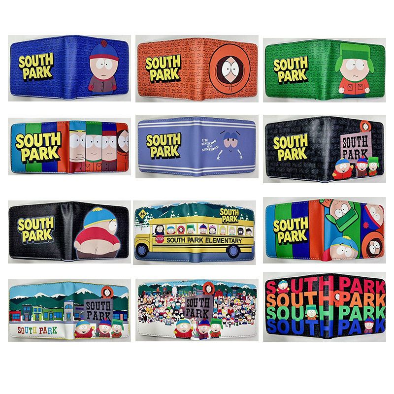 南方公园周边短款对折钱包南方四贱客动漫彩色印花简约零钱