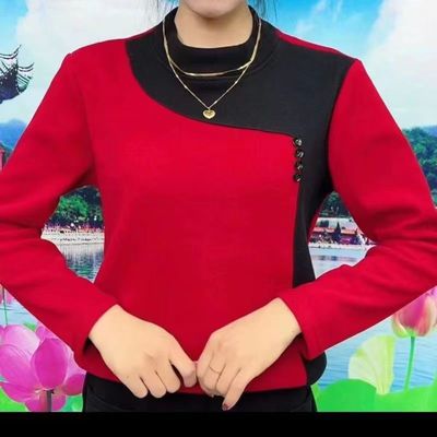 高档女装加绒卫衣冬季时尚新款保暖双面绒长袖T恤半高领打底上衣