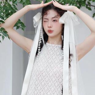 cheli丘林原创正品复古双面缎带长款飘带侧边流苏超仙蝴蝶结