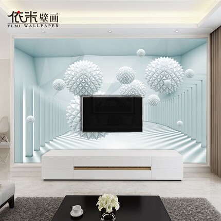 简约5d电视背景墙壁纸8d客厅影视墙纸大型壁画卧室3d立体无缝墙布
