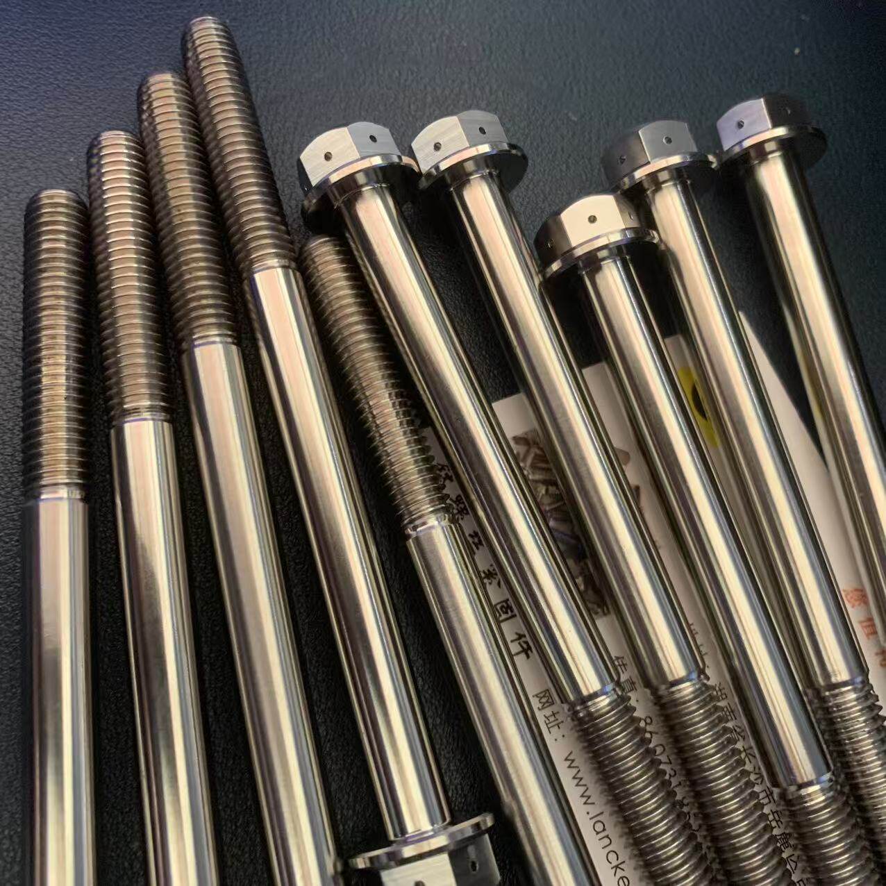 订做 外六角法兰面穿孔钛合金螺栓螺杆 对边12 法兰16 M8x105 Gr5