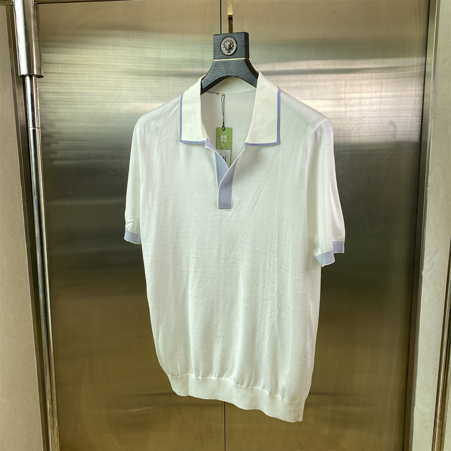 专柜瘦身50码轻奢老钱风翻领短袖POLO衫男夏季撞色商务休闲T恤J31