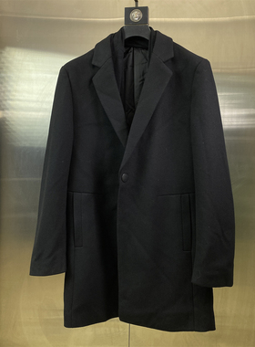 韩版羊毛31.2%专柜商务风羊毛西装领中长款毛呢大衣男冬季D87外套