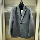 毛呢外套C15 领大衣男灰色冬季 专柜瘦身3XL 轻奢极简风羊毛西装