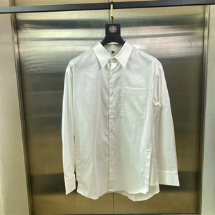 男商务休闲衬衫 衬衫 J43 40%天丝极简风白色翻领长袖 专柜宽松50码