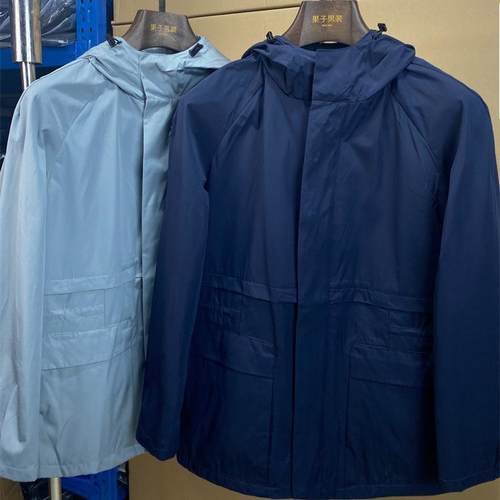 瑕春季男士连帽防风纯色风衣夹克