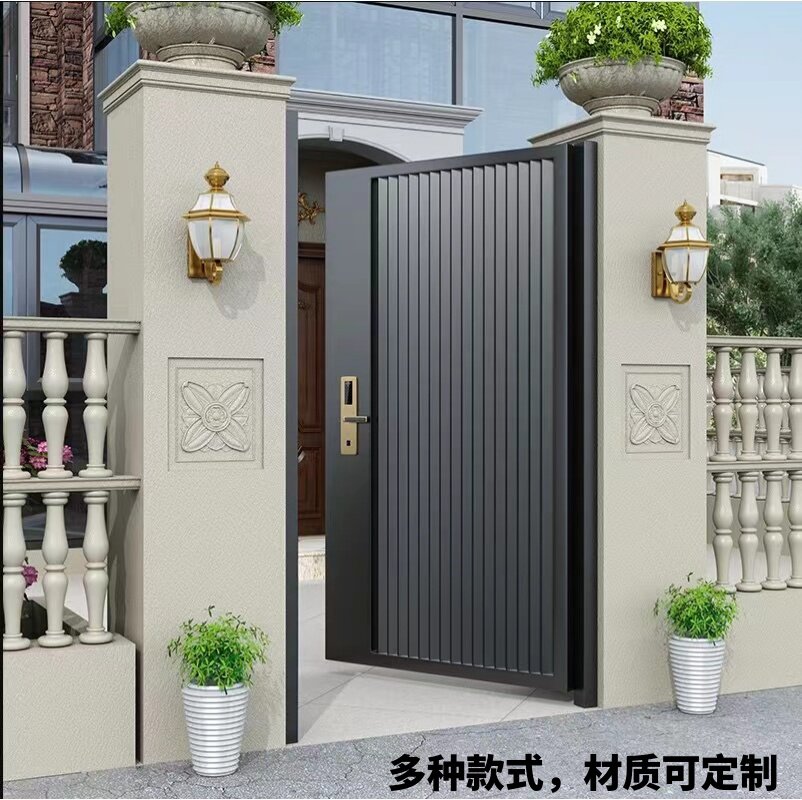 铝合金别墅庭院门铝艺入户门简约单双开 关户外铁门院子花园别墅