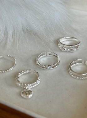 跨境极简风925纯银素圈不掉色戒指女百搭小众高级感开口可调节