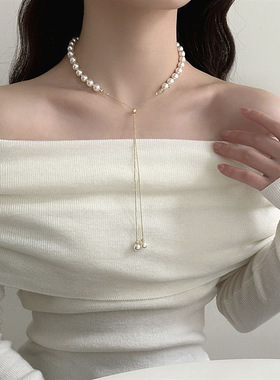 【珍珠母贝流苏项链】韩系名媛风可调节设计感日常通勤轻奢简约