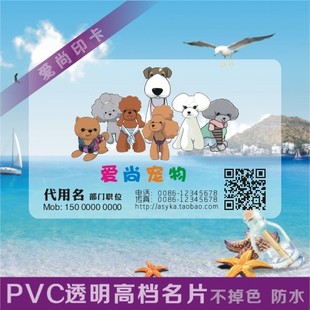 PVC057 兽医透明磨砂双面印刷包设计模版 宠物名片 PVC名片