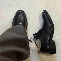Men's Pointed Leather Shoes, Derby Shoes, Pleated Niche Thick-Soled Height-Increasing Wizard Boots, Low-Top Versatile Old Money Style Loafers