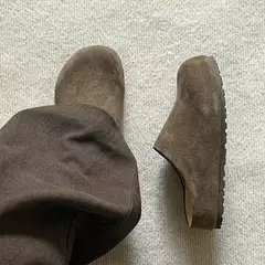 Birkenstock Style Half-Slip Men's Closed-Toe Slippers 2026 New Slip-On Loafers Height-Increasing Genuine Suede Leather Shoes