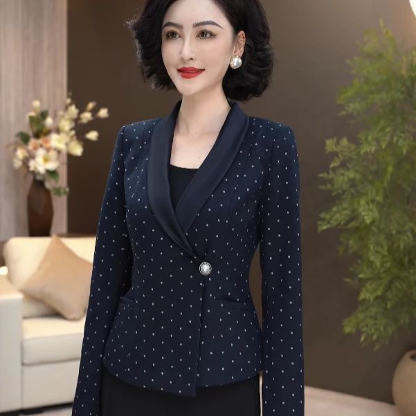 高端广州十三行波点上衣春秋冬女广东普宁V领巨好看的衬衫小外套