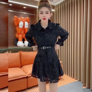 2025春秋新款欧货时尚洋气减龄百搭显瘦蕾丝衬衫裙女款高级感上衣