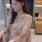 超好看洋气独特别致绝美上衣小衫 新款 女2025夏季 复古碎花雪纺衬衫
