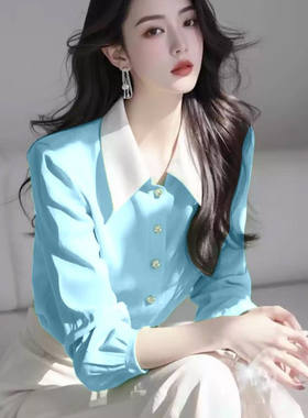 法式雪纺衫2025春夏时尚百搭衬衫气质新款上衣女高级感拼色七分袖