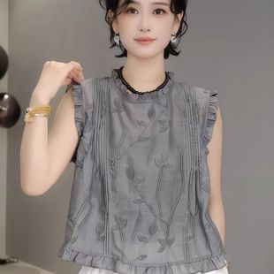 上衣薄款 衬衫 小衫 短袖 宽松高级感小个子法式 夏季 女小飞袖 2025新款